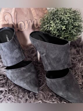 Ivanka Trump Black Suede Open-Toe Mules